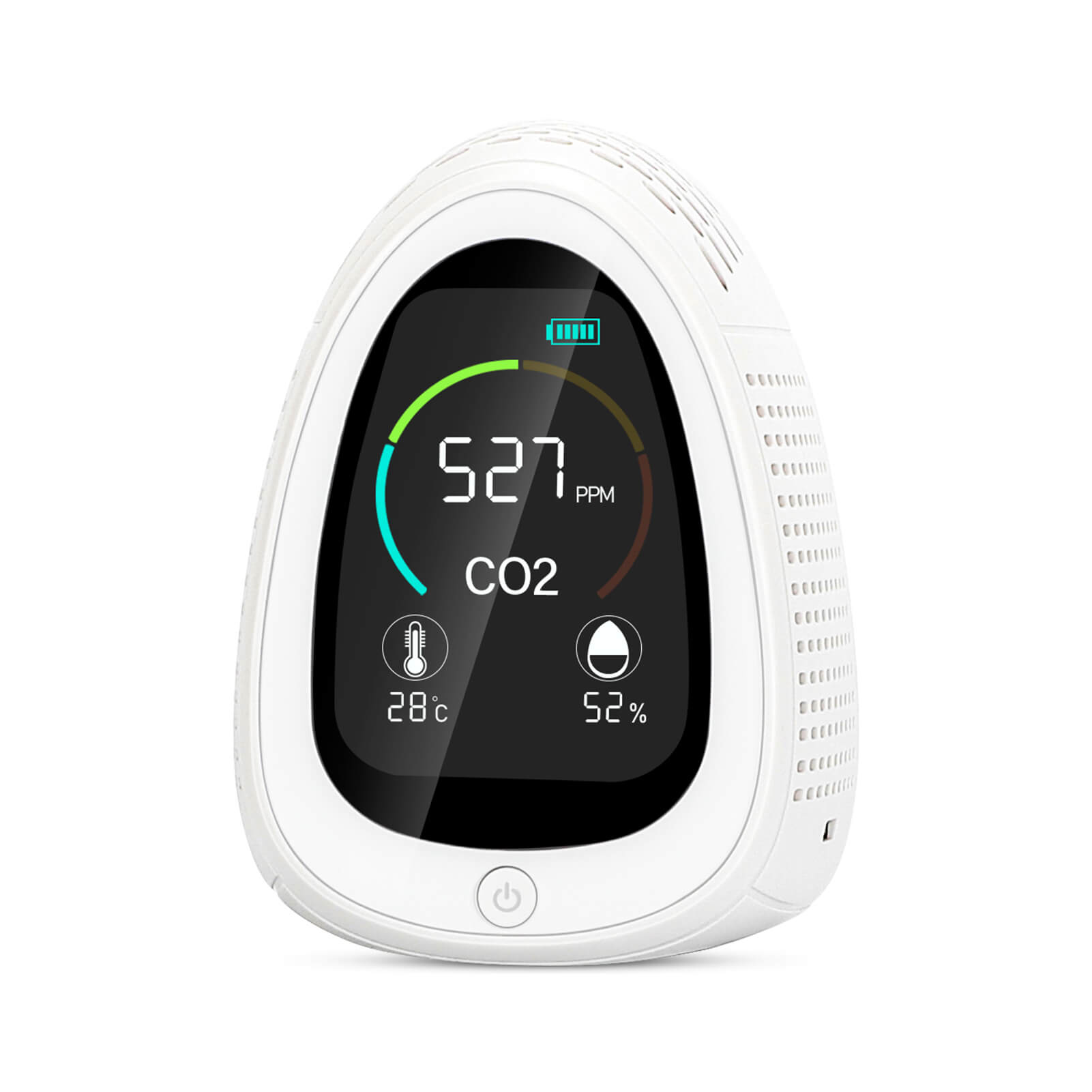 Carefor PT-01 Kohlendioxid-Detektor mit Temperatur, Luftfeuchtigkeit. Monitor für die Luftqualität in Innenräumen (weiß)