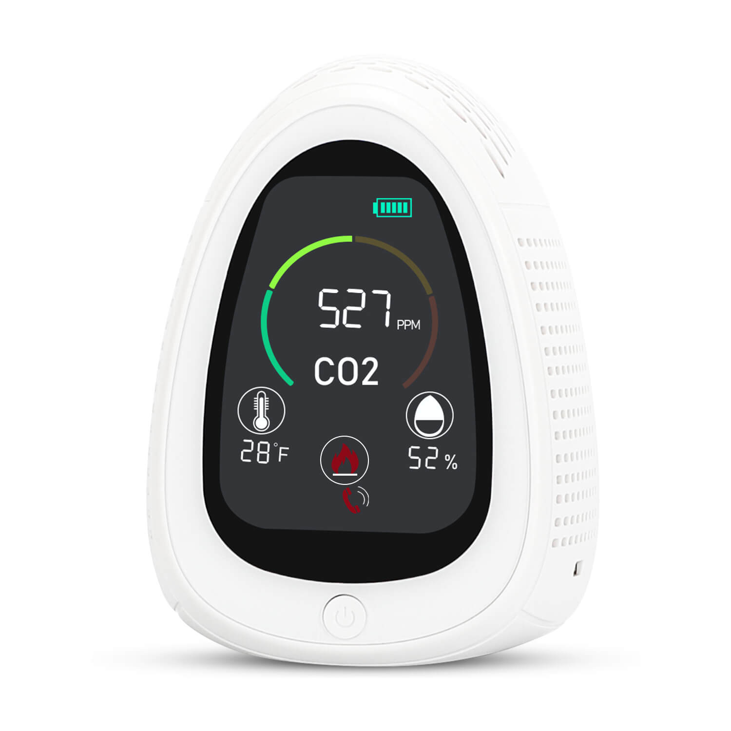 Carefor PT-02 CO2-Monitor mit Rauchmelder 5000ppm Kohlendioxidsensor, Temperatur und Luftfeuchtigkeit