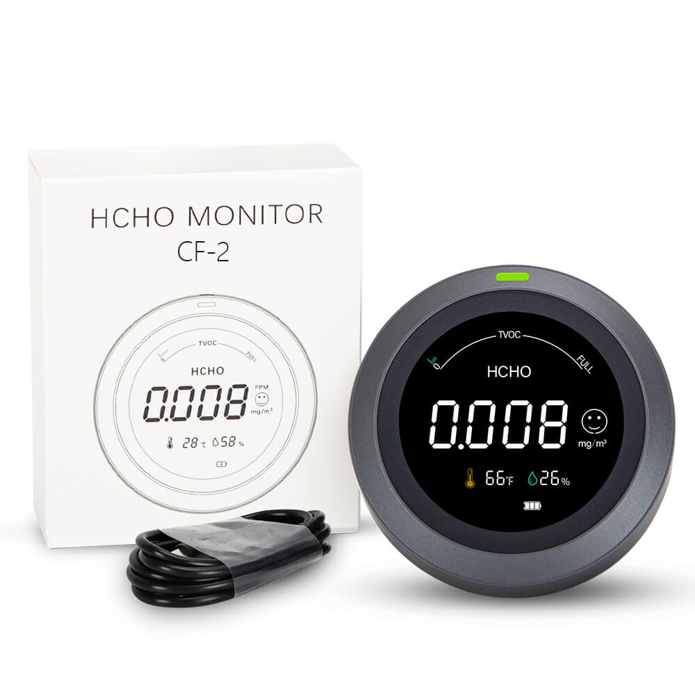 Carefor CF-2 Raumluftqualitätsmonitor, für HCHO AQI, TVOC, Temperatur und Luftfeuchtigkeit