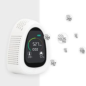 Carefor PT-01 Kohlendioxid-Detektor mit Temperatur, Luftfeuchtigkeit. Monitor für die Luftqualität in Innenräumen (weiß)