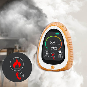 CO2-Messgerät mit LCD-Bildschirm mit Rauchmelder Temperatur und Luftfeuchtigkeit Gasanalysator für den Innenbereich Digitaler Luftverschmutzungsmonitor für den Haushalt