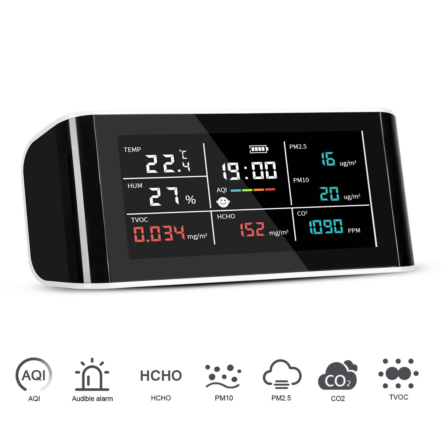 Monitor 5 en 1 medidor Calidad De Aire Tester Dioxido De Carbono Co2 –  Ofession
