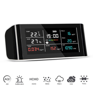 Carefor DM-69 Air Quality Monitor 8 In 1 for CO2, PM2.5, PM10, TVOC, HCHO, AQI, Temp and Humidity