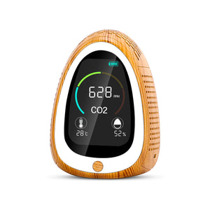 Carefor PT-01 Carbon Dioxide Detector with Temperature and Humidity, Indoor Air Quality Monitor (Wood Color)